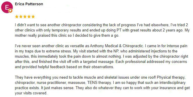 A patient testimonial from Erica.